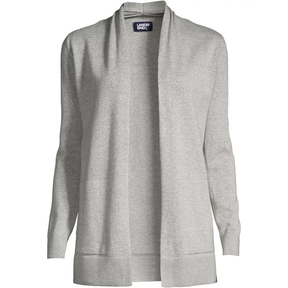 NWT Lands' End Women's Long Sleeve Open Long Cardigan Sweater sz XS heather Gray